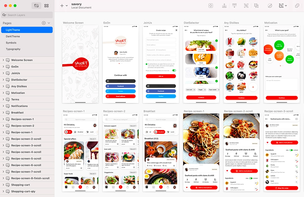 Savory - A Free Food Delivery Mobile UI Kit